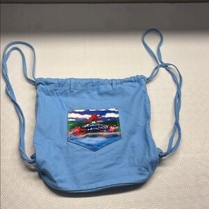 Disney Parks Splash Mountain Drawstring Canvas Backpack Blue RARE